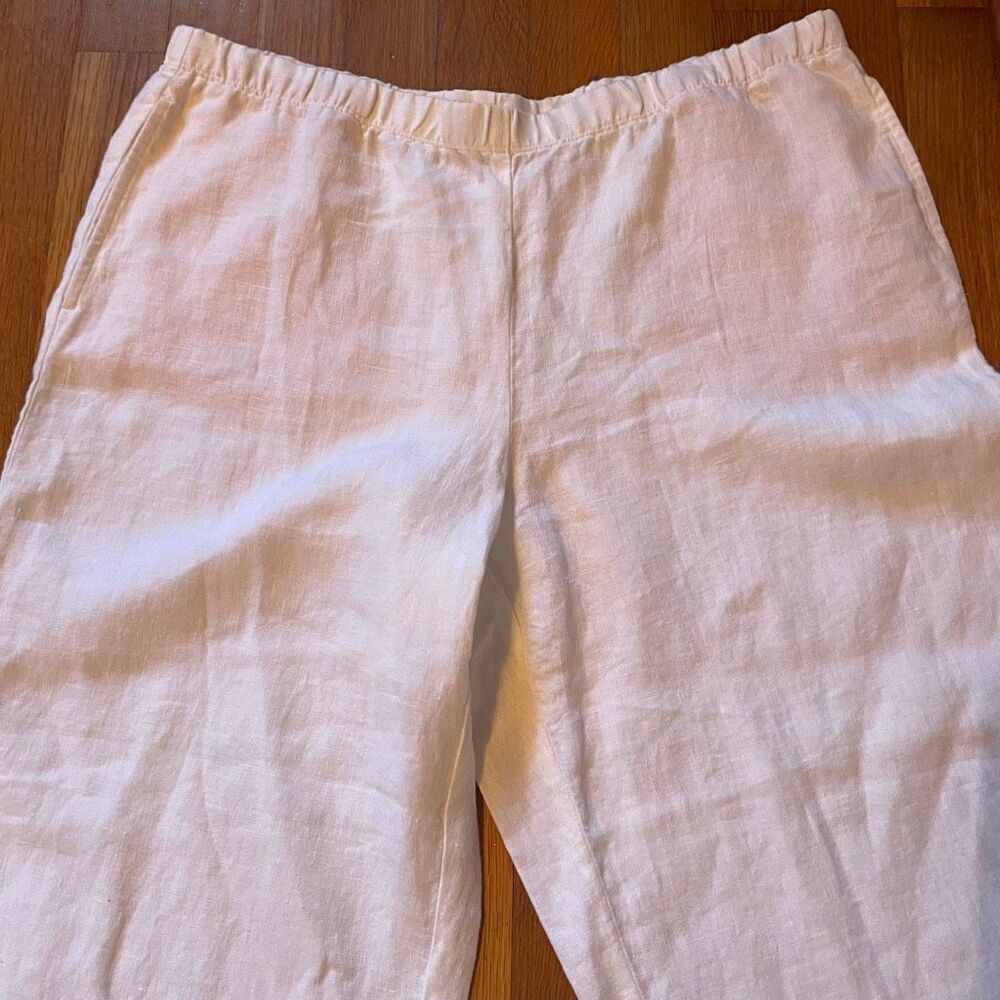 J JILL | white linen cropped pants M Petite - Picture 2 of 10